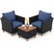 3-Piece Furniture Set with Rattan Single Sofa Acacia Wood Coffee Table Including Cushions for Outdoor and Indoor Use